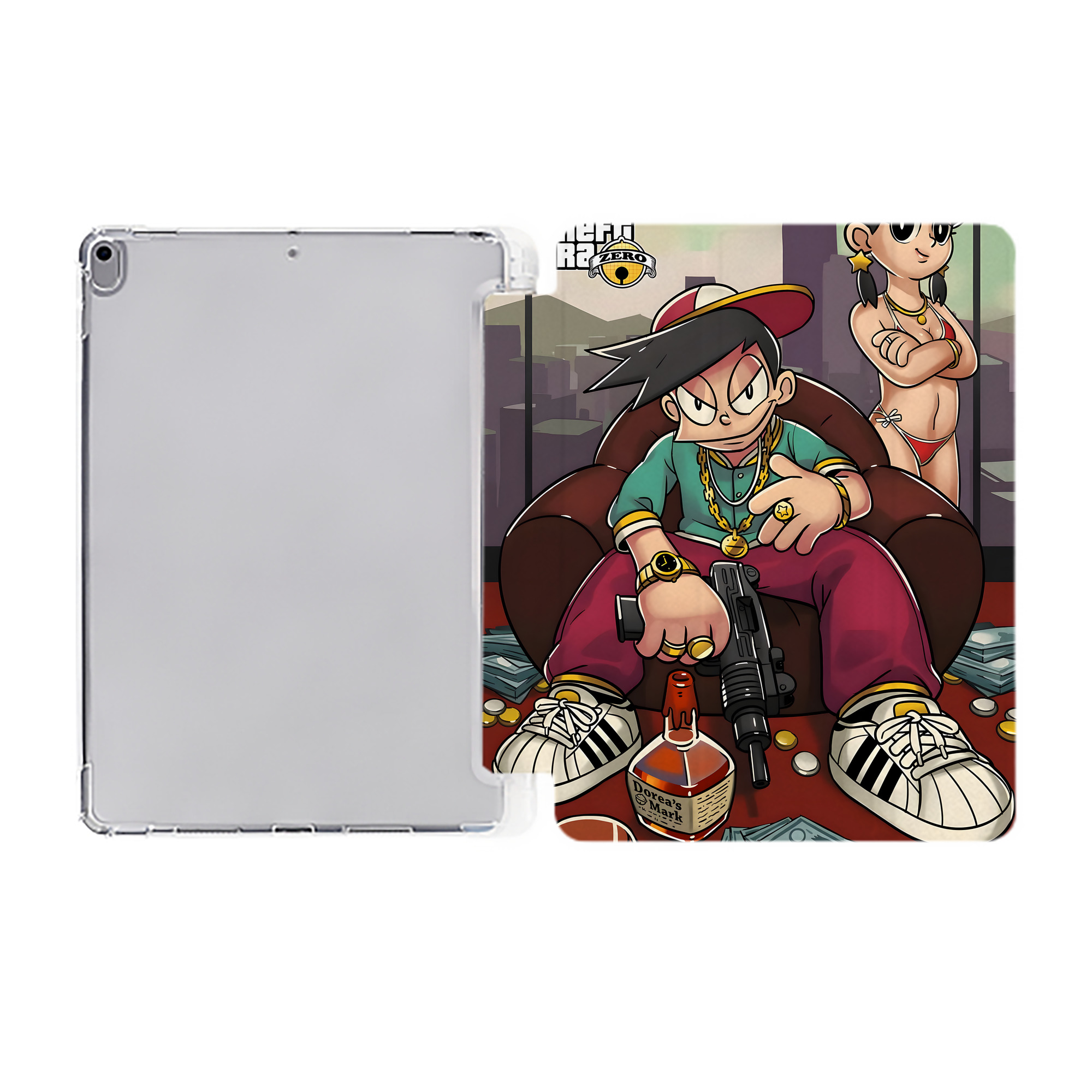 （画像用） ドラえもん Doraemon IPad ケース ペン収納付き 三つ折りスタンド PUレザー×シリコン 対応機種9.5/10.5/10.9インチ
